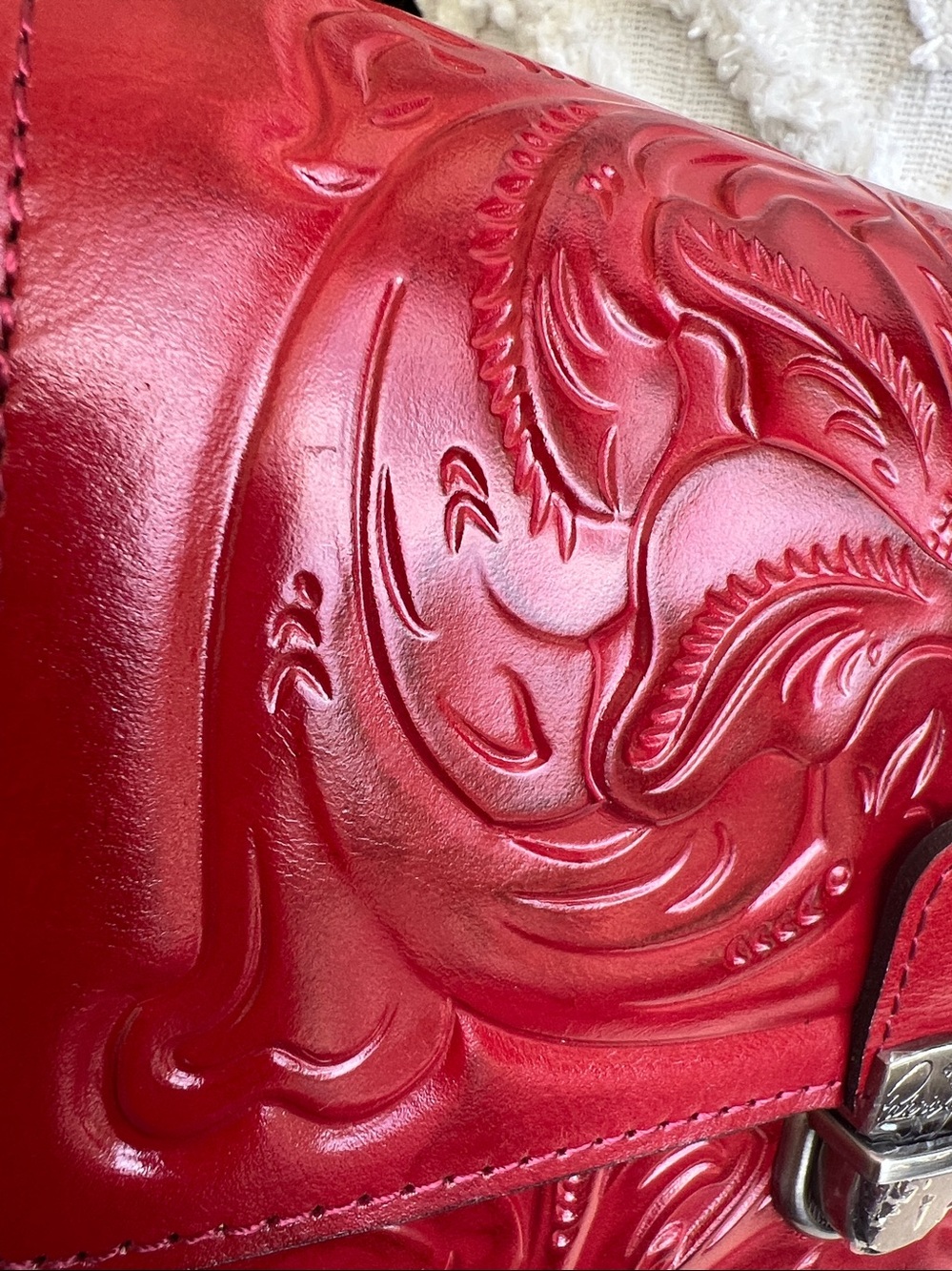PATRICIA NASH Lanza tooled leather crossbody bag red NWT - Picture 16 of 17